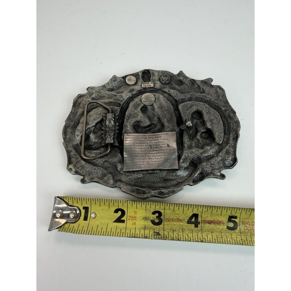 1985 Bergamot Brass Works Championship Wrestling Belt Buckle USA Vintage Large - Picture 6 of 6